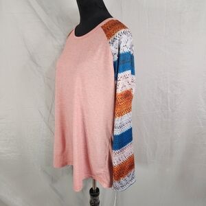 New w/tag LOVE U DEAR Size 1XL Braided Pattern Sleeve Long Sleeve Athleisure Top